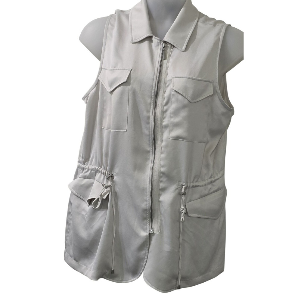 Simply Vera Vera Wang‎ Vest Women's XL White Bohemian Minimalist Safari Style